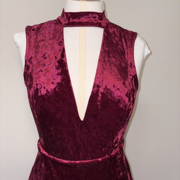Charlotte Russe Crushed Velvet Bodycon Faux Wrap Choker Neck Gold Zip Mini Med - Picture 5 of 16